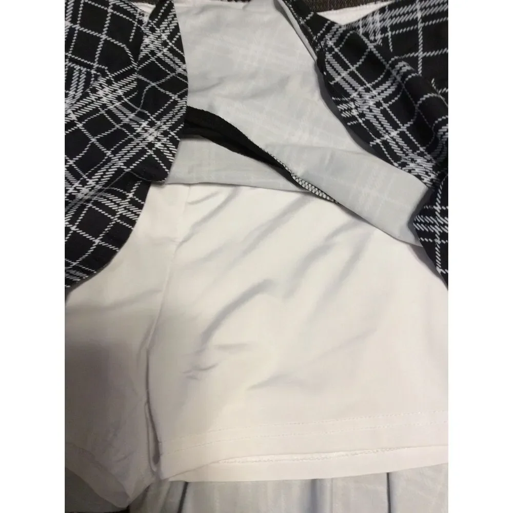 Black White Check Skort Pickle ball Tennis Golf Size Small S
